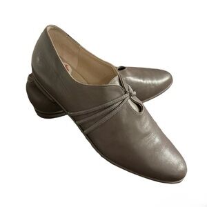 Genuine Leather Italian Vintage 80s Olive Gray Flats Sz 9